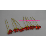 Bridal Rhinestone Mini Hair Pin - Red (6pcs)